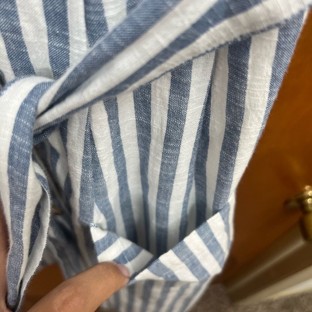 Abercrombie & Fitch button down cotton Elegant Blue Striped Mini Dress - Picture 5 of 7